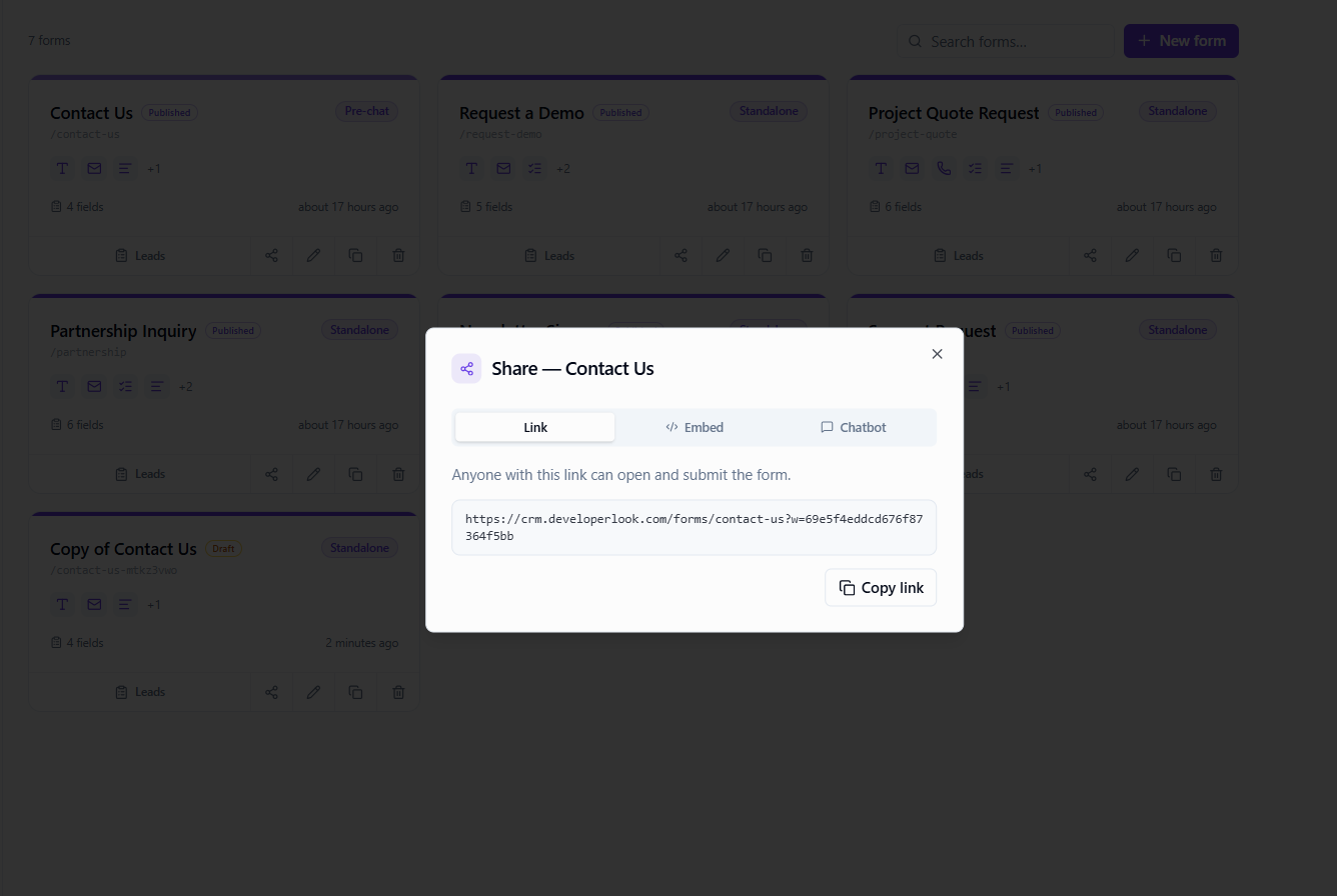 Share form with public link